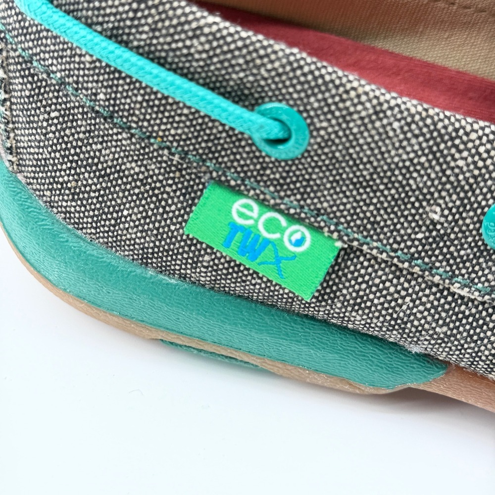 Twisted X EcoTWX Driving Moc WDM0085 Gray Teal Canvas Boat Shoes Womens 7M - Picture 5 of 11